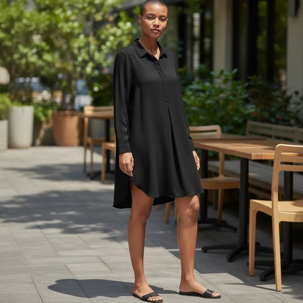 Babaton Long Sleeve V-neck Collar Tunic Mini Dress Size XS